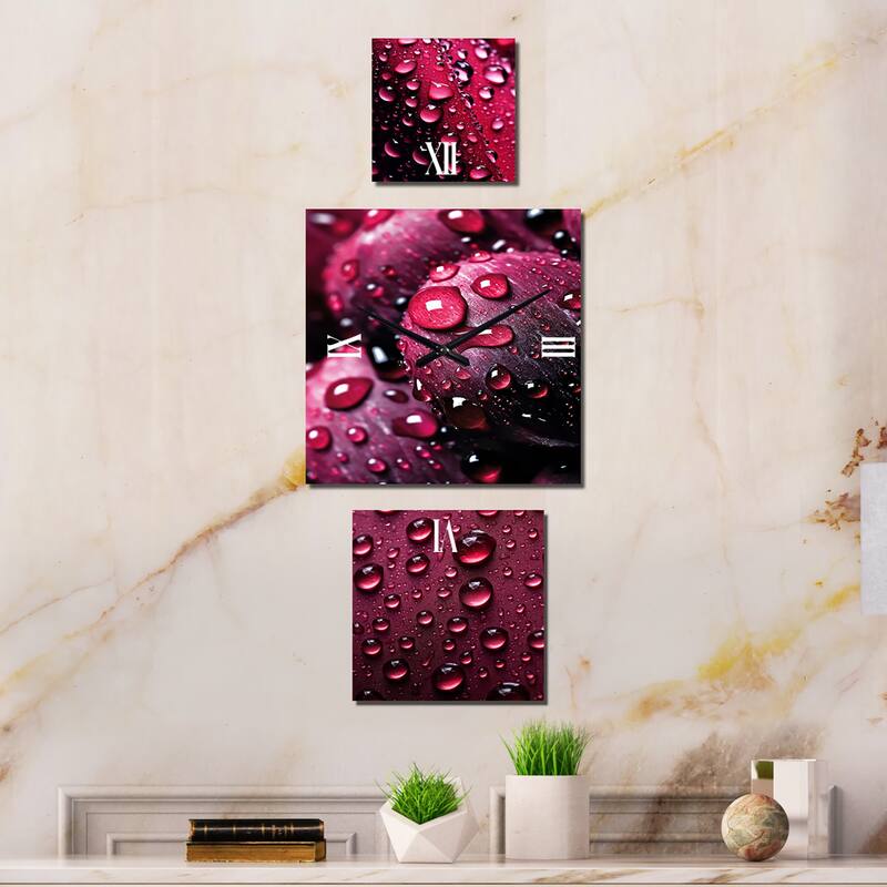 Designart "Red Rose with Raindrops XVIII" Floral Large Modern Wall